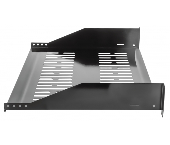 Scaffale a sbalzo ventilato 2U da 19 pollici - profondità 400 mm - capacità di carico fino a 25 kg - nero
