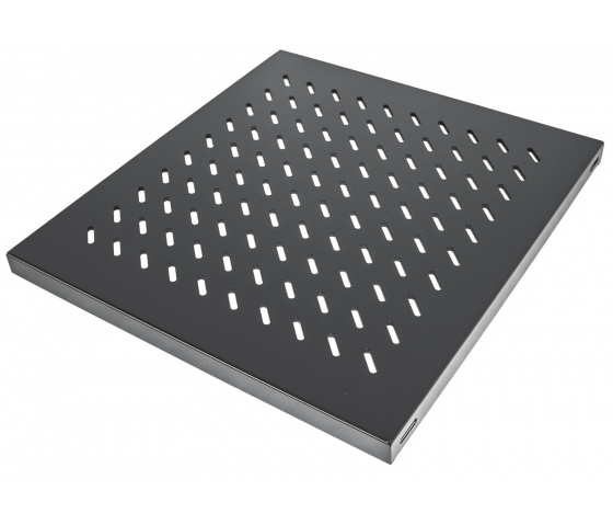 1U fast hylde - 550 mm dyb - belastningskapacitet op til 50 kg - sort