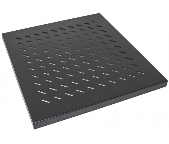 1U fast hylde - 550 mm dyb - belastningskapacitet op til 50 kg - sort