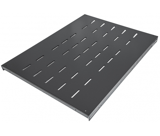 1U fast hylde - 600 mm dyb - belastningskapacitet op til 100 kg - sort