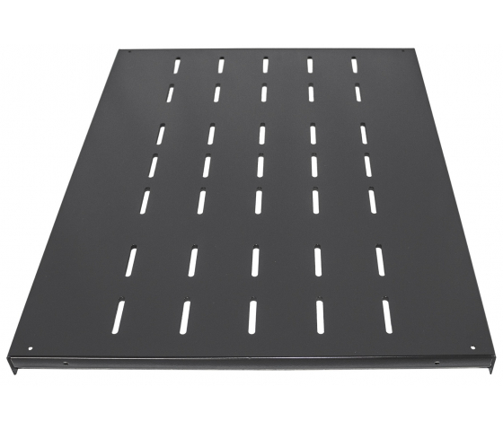 1U fast hylde - 600 mm dyb - belastningskapacitet op til 100 kg - sort