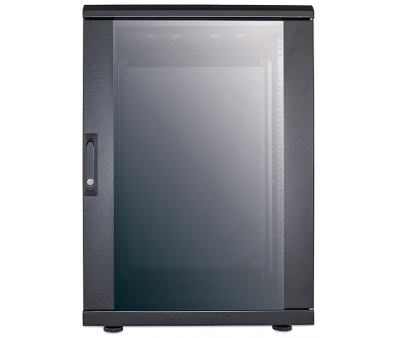 19 inch netwerkkast MHT172 met glazen deur - 16U - 600 (D) x 600 (W) x 878 (H) - flatpack - zwart