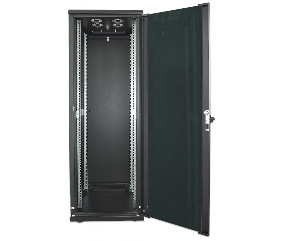 19-tommer netværksskab MHT207 med glasdør - 26U - 800 (D) x 600 (B) x 1322 (H) - samlet - sort