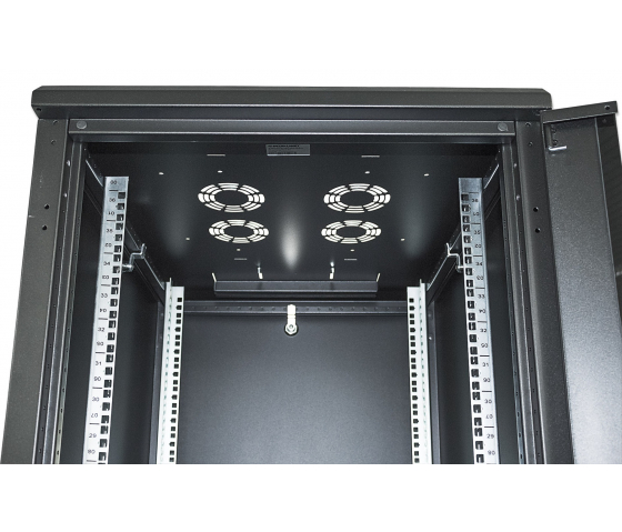 19-tommer netværksskab MHT207 med glasdør - 26U - 800 (D) x 600 (B) x 1322 (H) - samlet - sort