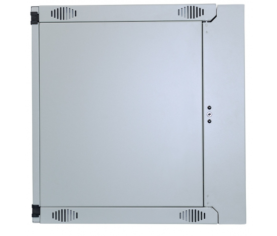 19 inch wandkast MHT112 met glazen deur - 9U hoogte - dubbele sectie - 450 mm diep - flatpack - grijs