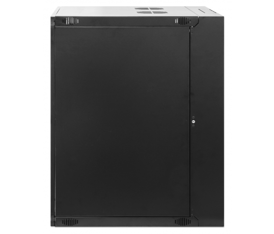 19 inch wandkast MHT129 met glazen deur - 15U hoogte - dubbele sectie - 600 mm diep - flatpack - zwart