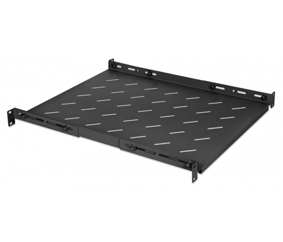 1U adjustable shelf with adjustable rail depth for server cabinets with 800 mm depth - black