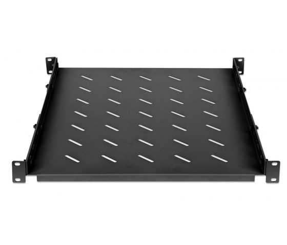 1U adjustable shelf with adjustable rail depth for server cabinets with 800 mm depth - black