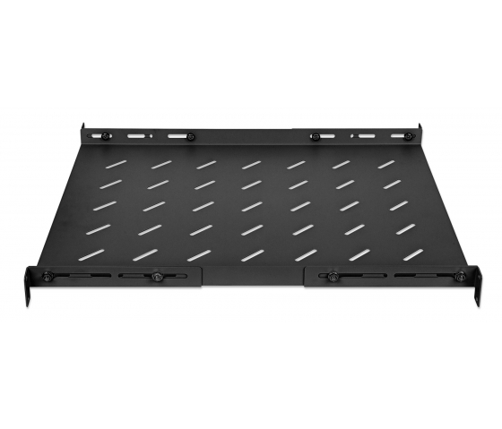 1U adjustable shelf with adjustable rail depth for server cabinets with 800 mm depth - black