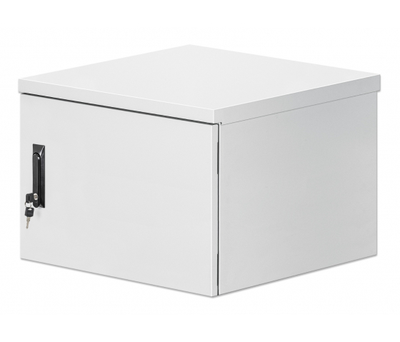 19 inch industrial IP55 outdoor wall cabinet MHT157 with integrated fans - dust- and waterproof - 9U height - 600 mm deep - gray