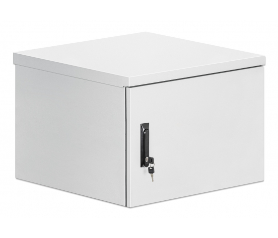19 inch industrial IP55 outdoor wall cabinet MHT157 with integrated fans - dust- and waterproof - 9U height - 600 mm deep - gray