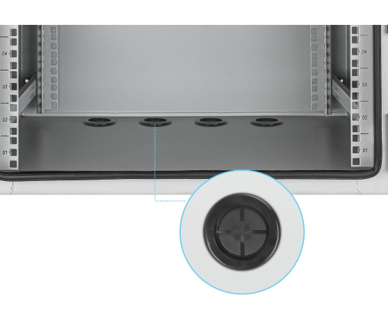 19 inch industrial IP55 outdoor wall cabinet MHT157 with integrated fans - dust- and waterproof - 9U height - 600 mm deep - gray