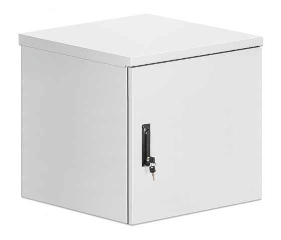 19 inch industriële IP55 outdoor wandkast MHT158 met geïntegreerde ventilatoren - stof- en waterdicht - 12U hoogte - 600 mm diep - grijs