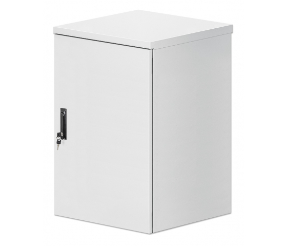 19 inch industriële IP55 outdoor wandkast MHT159 met geïntegreerde ventilatoren - stof- en waterdicht - 18U hoogte - 600 mm diep - grijs