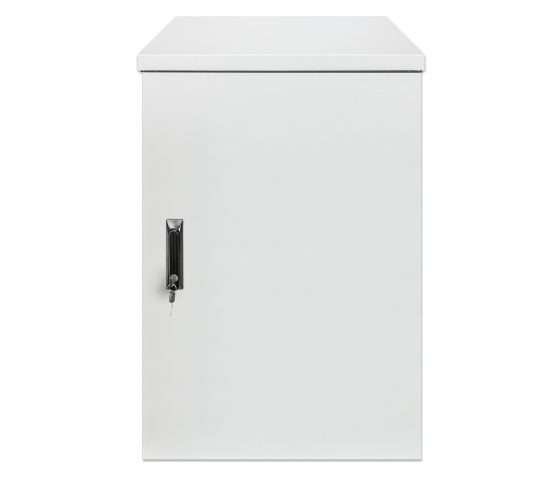 19 inch industriële IP55 outdoor wandkast MHT159 met geïntegreerde ventilatoren - stof- en waterdicht - 18U hoogte - 600 mm diep - grijs