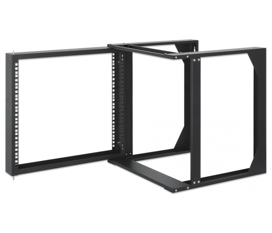 19-tums väggrack MHT170 - 9U höjd - 2 stolpar - 450 mm djup - flatpack - svart