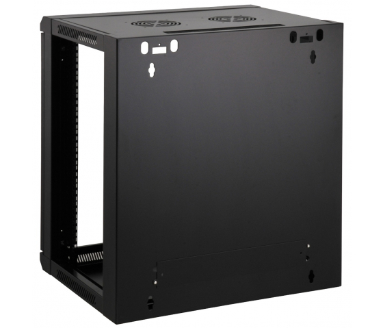 19 inch wandkast MHT101 met glazen deur - 6U hoogte - 450 mm diep - flatpack - zwart