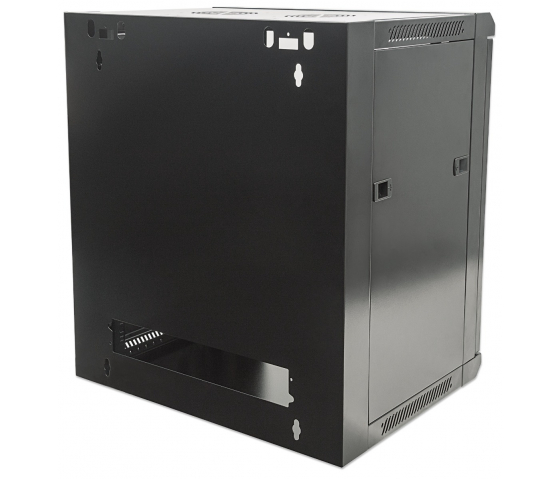 19 inch wandkast MHT101 met glazen deur - 6U hoogte - 450 mm diep - flatpack - zwart