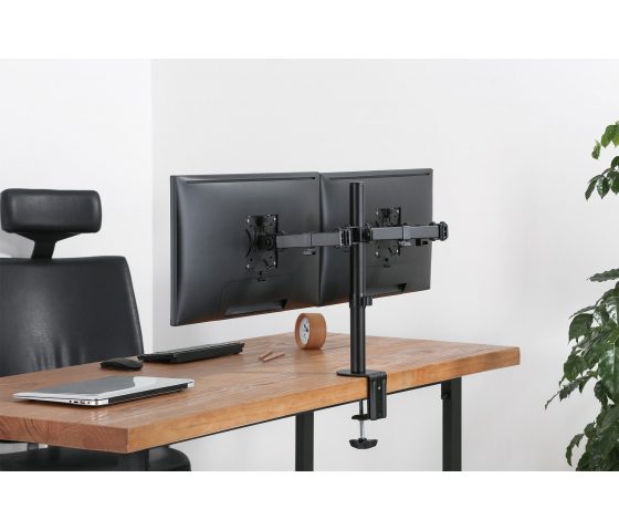 Monitor tafelhouder met dubbele scharnierarmen voor 2 schermen - 13 tot 32 inch