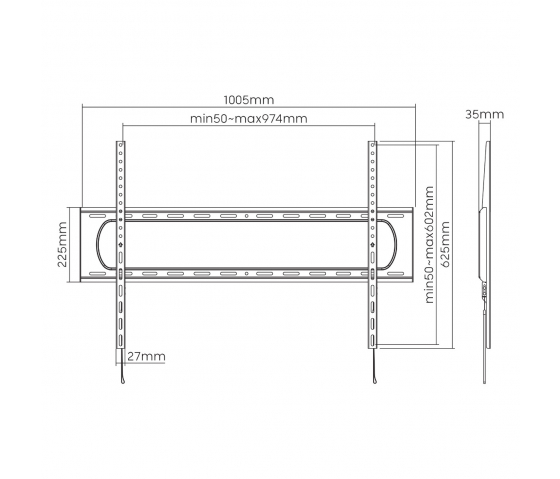Heavy-Duty low-profile vaste TV-muurbeugel MHT70 voor 60 tot 120 inch televisies