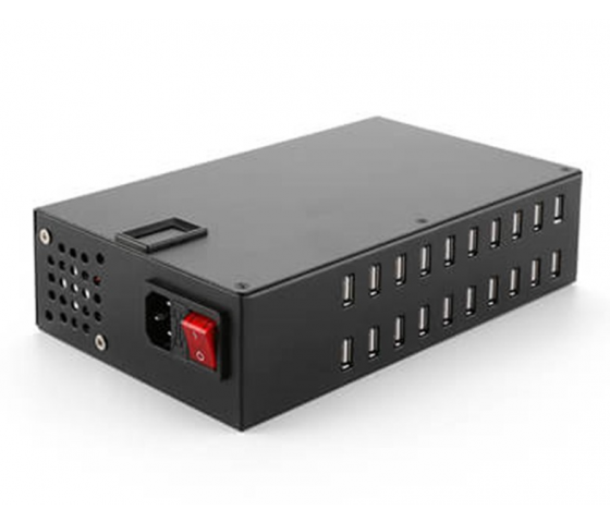 20 porte USB-A 12W opladningshub til bordopladning