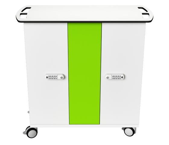 Charging cart for 32 iPads to 11 inch with network management & USB-C cables - digital code lock