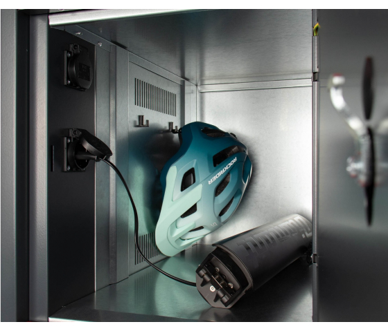 Outdoor E-Bike battery charging locker with 8 compartments - coin slot