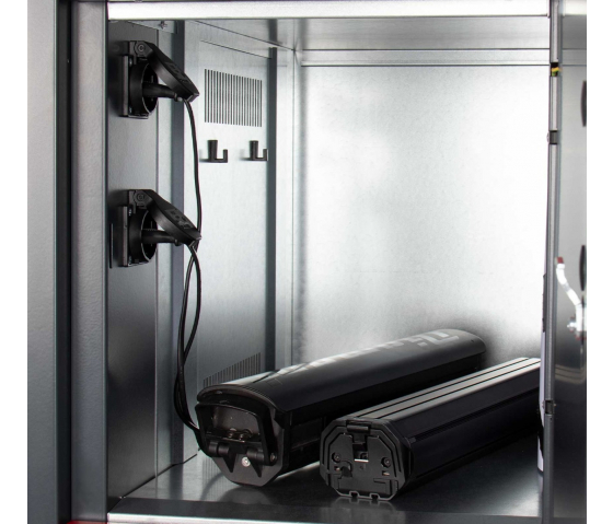 Outdoor E-Bike battery charging locker with 8 compartments - coin slot
