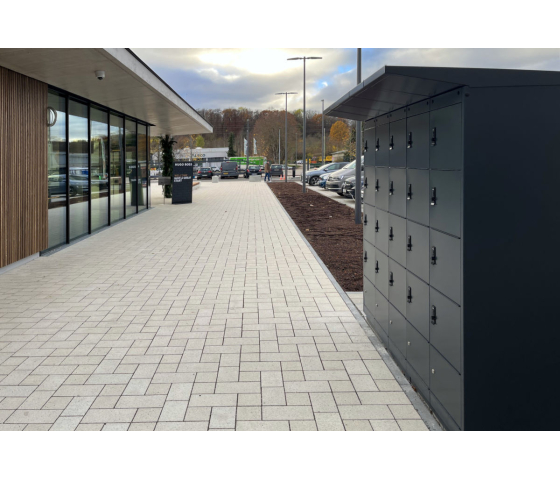 Udendørs batteriladeskab til cykler med 4 rum - møntindkast