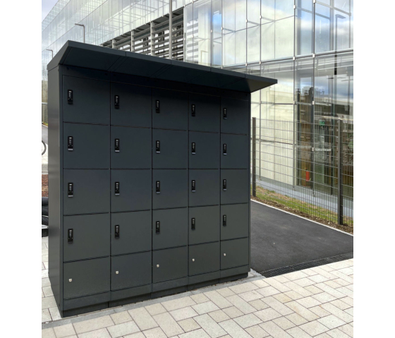 Batteriladdningsskåp för utomhuscyklar med 8 fack - nyckellås