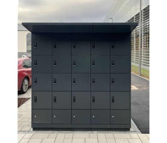Outdoor E-bike battery charging locker with 12 compartments - key lock
