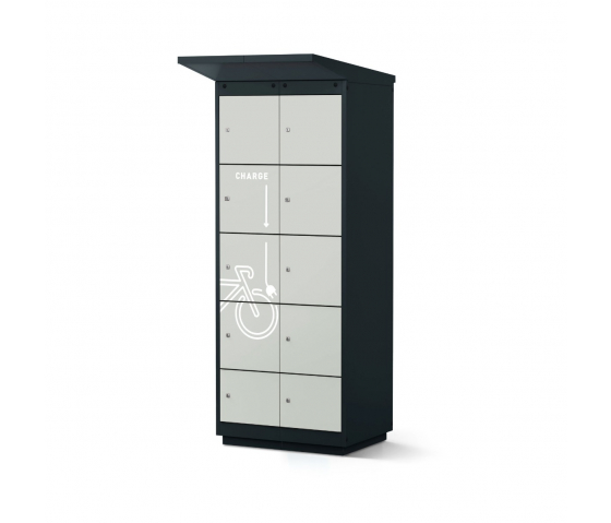 Outdoor E-Bike battery charging locker with 8 compartments - coin slot