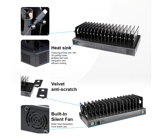 16 Port USB-C 1000W Ladestation - schwarz