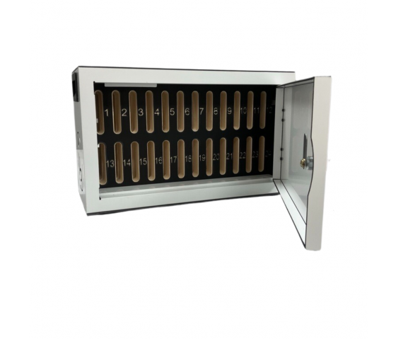 Lockable wall cabinet WBTOK24W for 24 smartphones - white
