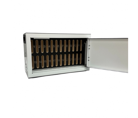 Lockable wall cabinet WBTOK24W for 24 smartphones - white