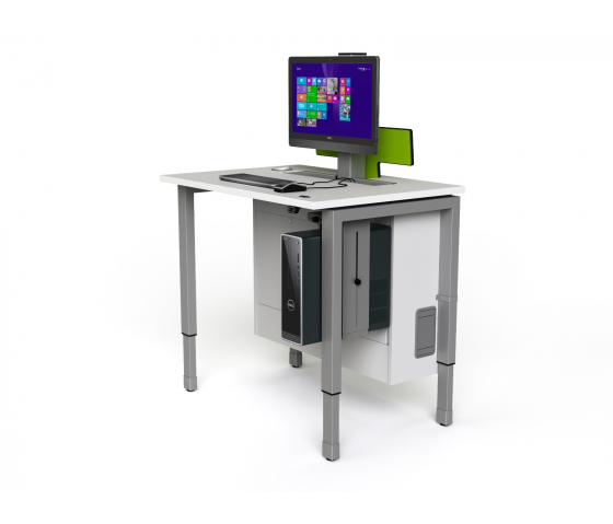 In hoogte verstelbaar computertafel P1 met 1 elektrische pop-up monitorbehuizing - 1200 (B) x 75 (D) cm
