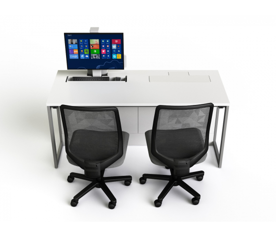Computertisch P1 mit 2 elektrisch ausfahrbaren Monitorgehäusen - 160 (B) x 75 (T) cm