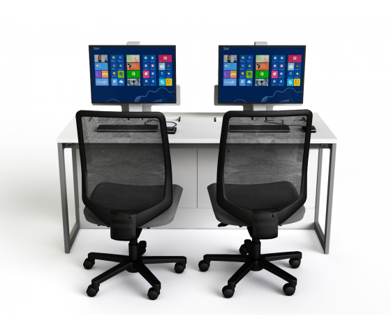 Datorbord P1 med 2 elektriska pop-up monitorhöljen - 160 (B) x 70 (D) cm