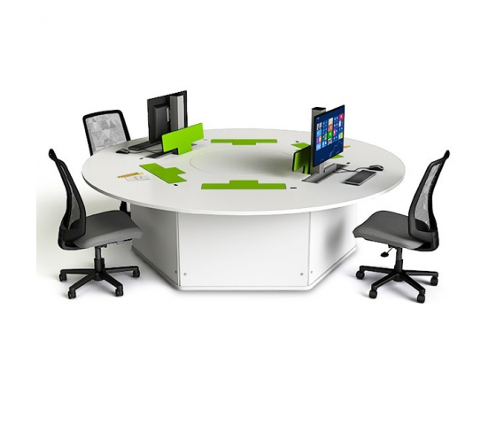 P1 Electronic pop-up round Computer Table 6-seater