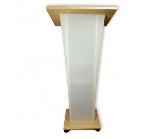 Wooden lectern with satinised front panel Pollux - oak colour