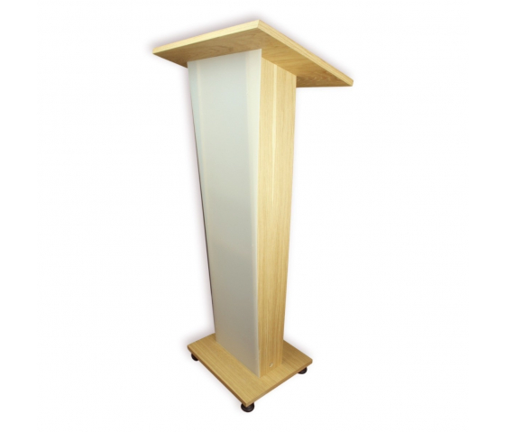 Wooden lectern with satinised front panel Pollux - oak colour