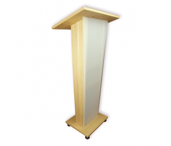 Wooden lectern with satinised front panel Pollux - oak colour