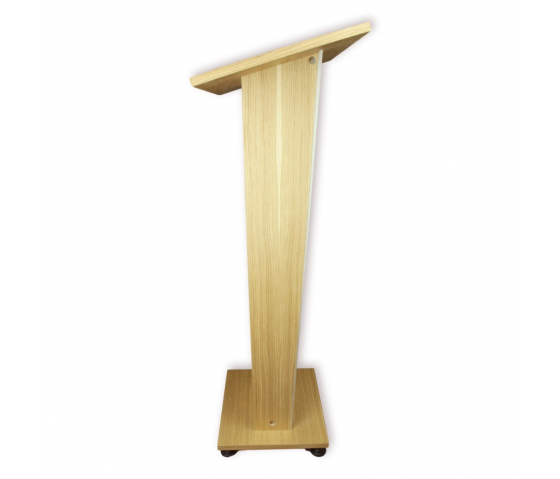 Wooden lectern with satinised front panel Pollux - oak colour