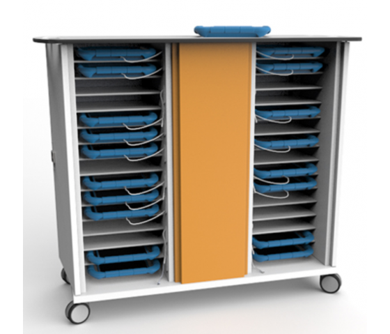 Lockable mobile charging cabinet CHRGT-GC-15-K for 15 iPads in large protective covers - key lock