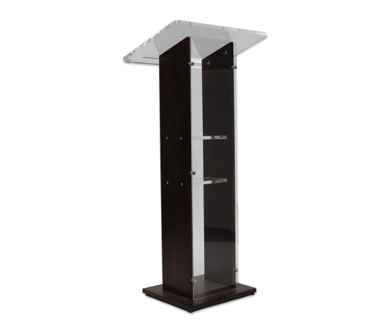 Acrylic/wood lectern Sapphire – walnut colour