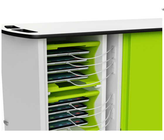 Zioxi USB-C tablet charging cart with carry baskets for 32 tablets to 10.5 inch - RFID lock