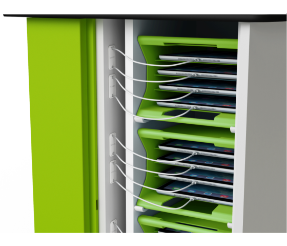 Zioxi USB-C tablet charging cart with carry baskets for 32 tablets to 10.5 inch - RFID lock