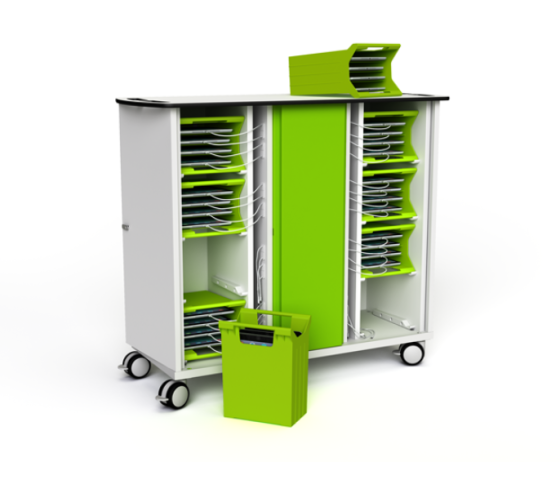 Zioxi USB-C tablet charging cart with carry baskets for 32 tablets to 10.5 inch - RFID lock