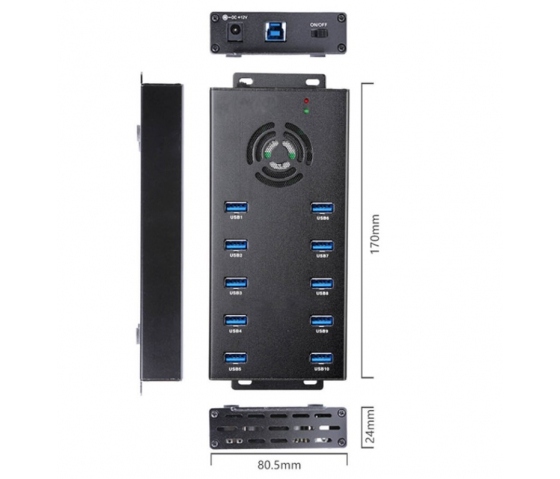 10 Ports USB-A USB 3.0 10W Lade- und Synchronisations-Hub