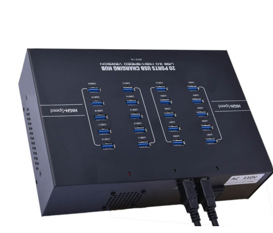 20 portar USB-A USB 3.0 12W laddnings- och synkroniseringshubb